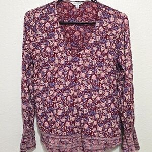 Lucky Brand Long Sleeve V-Neck Floral Top S